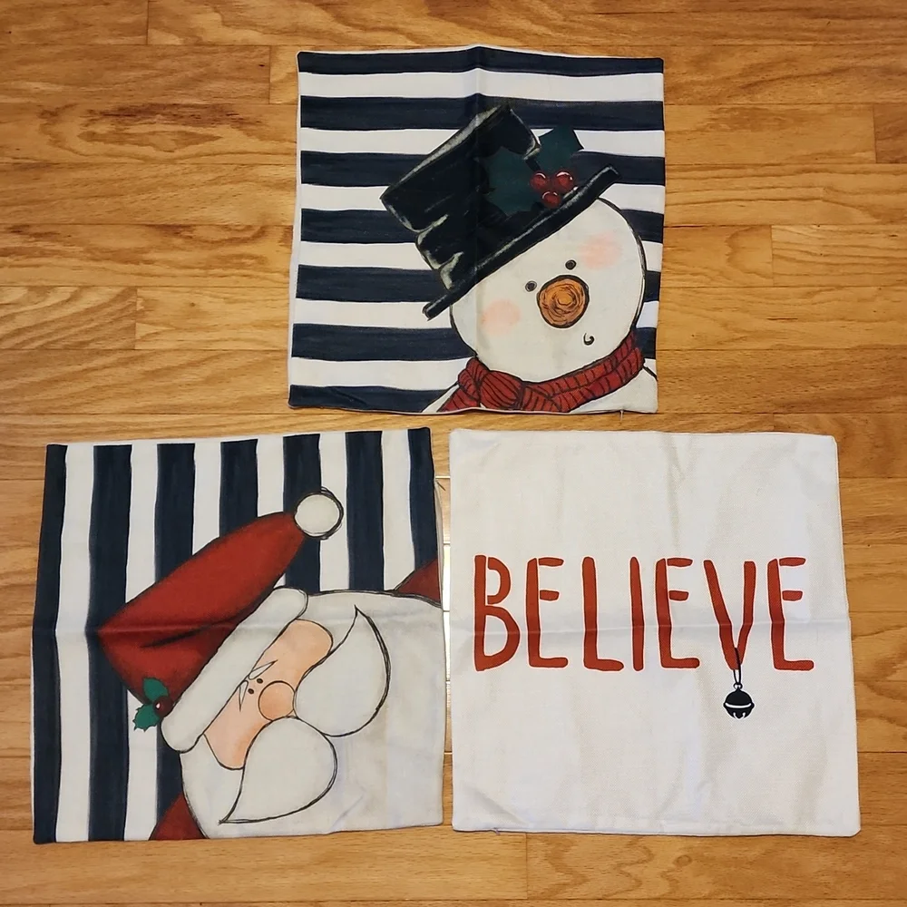 Throw Pillow Covers for Christmas, NEW 3 Pack